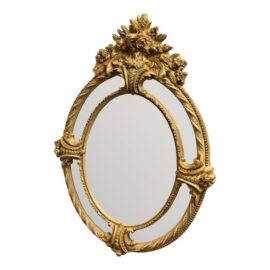 Vintage Continental Oval Frame Wall Mirror