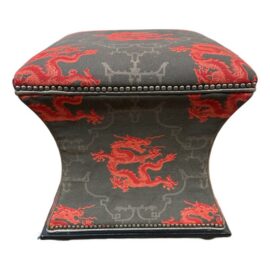 Luxury Chinoiserie Dragon Print Ottoman