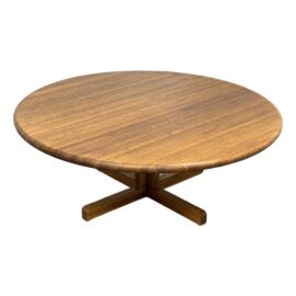 American Modern Round Wood Coffee Table, Mid 20th Century
