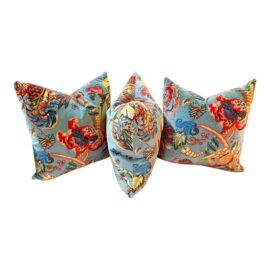 Ian Sanderson Popinjay Printed Velvet Pillows, Set of Three