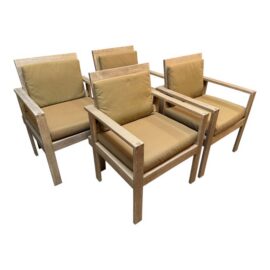 Williams-Sonoma Home Outdoor Teak Wood Arm Chairs, Set of Four. Original Price: $3,200