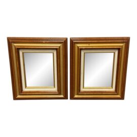 Vintage Square Giltwood Wall Mirrors, 20th Century, Pair