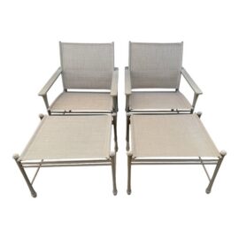 Giati Designs Aprio Collection Outdoor Chairs + Ottomans, Set of Four. Original Price: $5,700