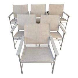 Giati Designs Aprio Collection Outdoor Arm Chairs, Set of Six.  Original Price: $14,400