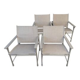 Giati Designs Aprio Collection Outdoor Arm Chairs, Set of Four. Original Price: $9,600