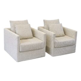 Verellen Millie Swivel Chairs + Slipcover Sets, Pair. Original Price: $8,600