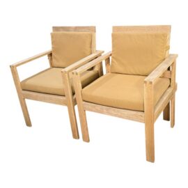 Williams-Sonoma Home Outdoor Teak Wood Arm Chairs, Pair. Original Price: $1,600