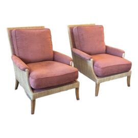 Orlando Diaz-Azcuy Collection for McGuire-Baker Furniture Lounge Chairs, Pair