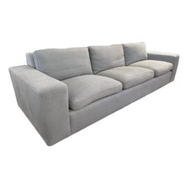 Contemporary Custom Light Blue/Grey Linen Sofa