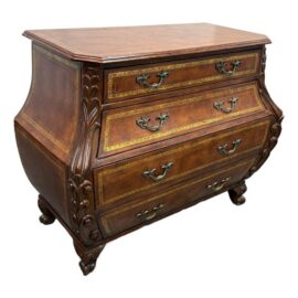 French Provincial Style Bombé Commode + Gilt Accents