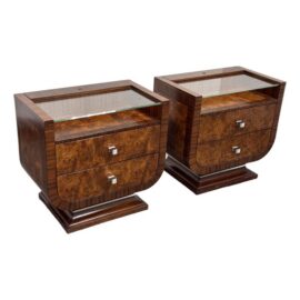 Michael Amini for Aico Cloche Nightstands, Bourbon, Pair