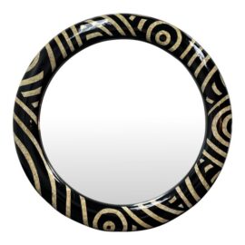 Monumental Africa Collection Eggshell Inlay Wood + Lacquer Wall Mirror