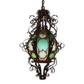 Antique Venetian Glass + Metal Lantern, Late 19th Century