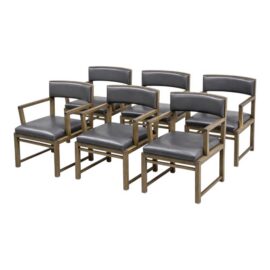 B&B Italia Simplice Leather Arm Chairs, Set of Six. Original Price: $14,200
