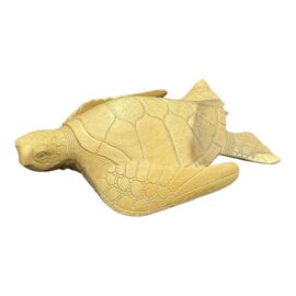 Coastal Carved Wood Sea Turtle Sculpture