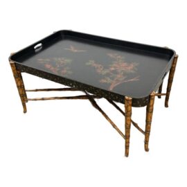 Hollywood Regency Bamboo With Lacquer Tray Table