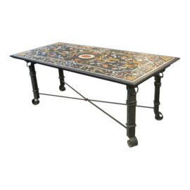 Pietra Dura + Wrought Iron in/Outdoor Table