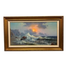 Wendell Brown's 'Surf's Up' Oil Painting, Framed. Original Price: $12,500