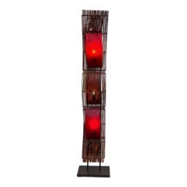 Sculptural Red Bamboo + Red Lights Floor Lamp