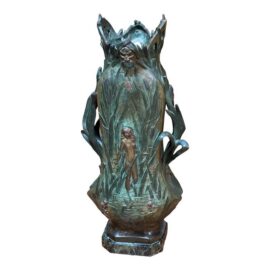Early 20th Century Louis Ouvet Art Nouveau Nude Figure Vase, Signed