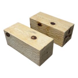 Organic Modern Solid Wood Beam Side Tables/Benches, Pair