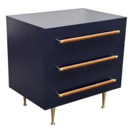 NEW Brownstone Audrey Rattan Handle Navy Nightstand. Original Price: $1,800