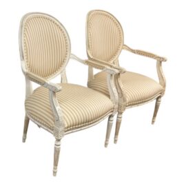 Ethan Allen French Louis XVI Style Armchairs, Pair