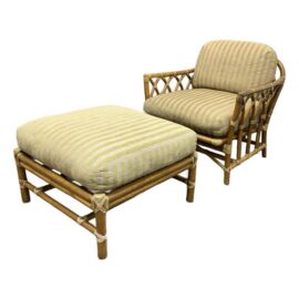 McGuire Furniture Cathedral Lounge Chair + Ottoman, Vintage