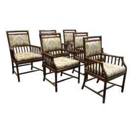 McGuire Furniture Far East Collection Dining Armchairs, Vintage Set of Six