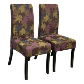 Floral Print Side Dining Chairs, Pair