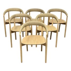 NEW West Elm Irvine Sand Leather Dining Chairs, Set of Six. Original Price: $2,700