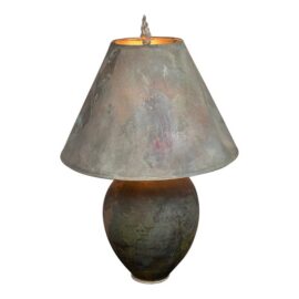 BCW Raku Pottery Table Lamp, Signed