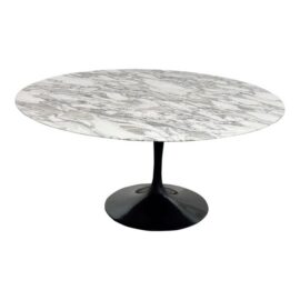 Eero Saarinen for Knoll Studio Arabescato Marble Dining Table, 60 Inch. Original Price: $11,000