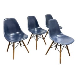 Charles + Ray Eames for Herman Miller Molded Fiberglass Chairs, Set of Four. Original Price: $3,200