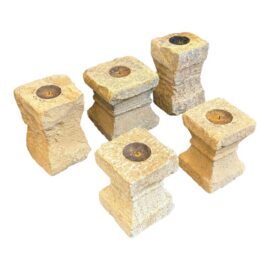 Sand Stone Candleholder Plinths, Set of Five
