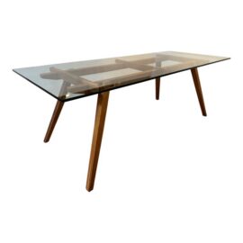 Organic Modernism Walnut Wood + Glass Dining Table / Desk
