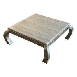 Henredon Italian Travertine + Brass Coffee Table