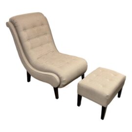 Contemporary Upholstered Lounge Chair and Ottoman, Set