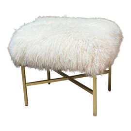 Outpost Original Tibetan Lambskin + Brass Ottoman