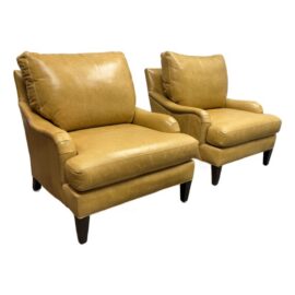 Lee Industries Leather Lounge Chairs, Pair. Original Price: $6,000