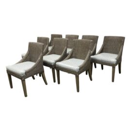 Palecek Organic Modern Rattan Wicker Dining Chairs, Set of Eight. Original Price: $8,000