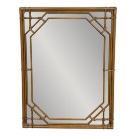 Hollywood Regency Faux Bamboo Wall Mirror
