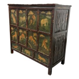 Asian Hand Painted & Lacquered Wood Cabinet