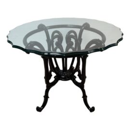 Cast Iron With Scalloped Glass Outdoor/Indoor Side Table