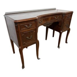 Henry C. Steul & Sons Cherry Wood Writing Desk / Vanity With Gallery, Circa 1920's