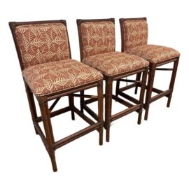 Ficks Reed Paxton Rattan Bar Stools, Set of Three. Estimated Cost: $3,600