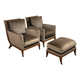 William Switzer Lucien Rollin Collection Chaise Apollon Armchairs + Ottoman Set. Original Price: $10,000