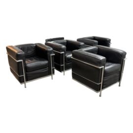 Le Corbusier Style Cube Lounge Chairs, Set of Four