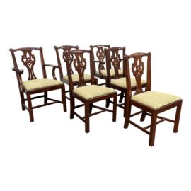 Henkel Harris Chippendale Style Dining Chairs, Set of Six