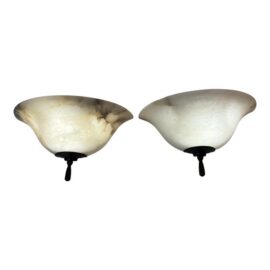 Basic Source Alabaster Wall Sconces, Pair